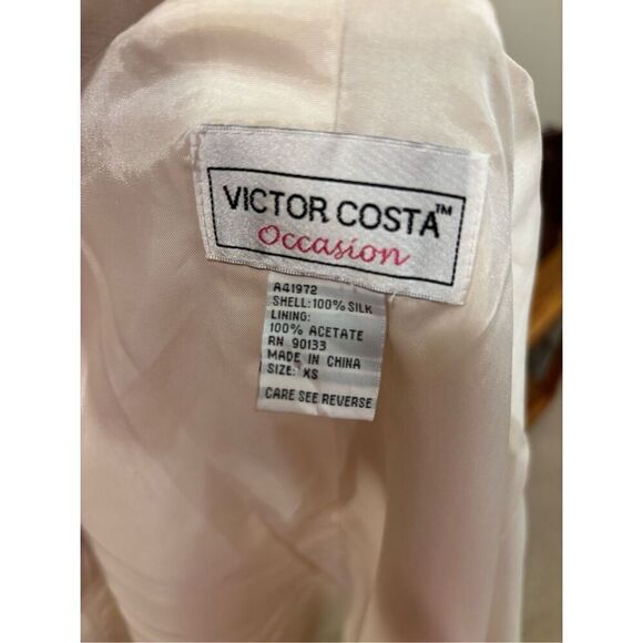 Victor Costa Occasion Women's Beaded Embroidered Silk Coat Cream Black - Picture 6 of 6